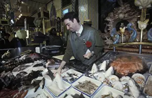 Harrods Prints: The fish counter in the food hall at Harrods department store