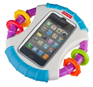 Holder Prints: Fisher Price child's rattle with iPhone or iPod holder