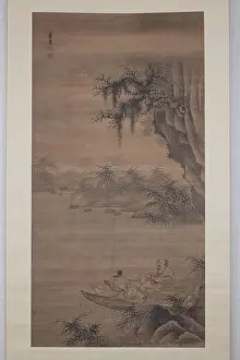 Riverscape Prints: Fisherman gazing at the moon late 15th–early 16th century Ye Guang By the banks of a river
