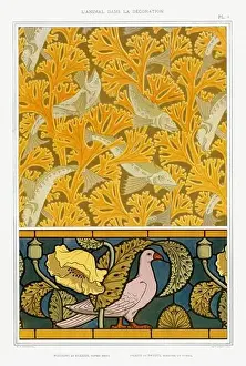 Public Domain Prints: Fishes-Pigeons / Illustration from L'animal dans la decoration (1897) by Maurice Pillard Verneuil