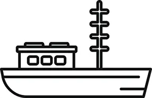 Motorboat Prints: Fishing boat icon, outline style