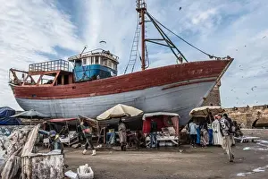 Concern Prints: Fishing boat in a shipyard in Essaouira