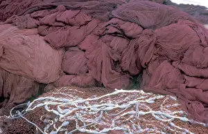 Fishing nets stored on quay LOCATION Port Denia Alicante Spain