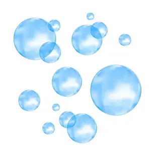 Water Blue Prints: Fizz. Underwater fizzing air, water or oxygen blue bubbles on white background