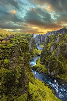 Fault Prints: Fjadrargljufur canyon during sunset in Iceland