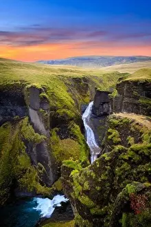 Fault Prints: Fjadrargljufur canyon during sunset in Iceland