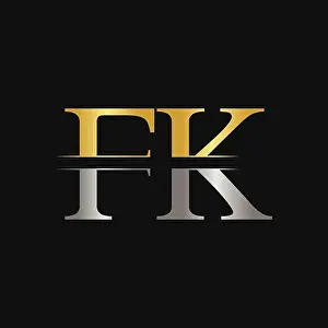 Monogram Vector Vectors Prints: FK letter Type Logo Design vector Template. Abstract Letter FK logo Design