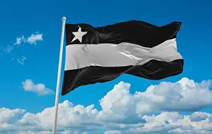 Aboriginal Prints: flag of Cushitic peoples Saho people at cloudy sky background