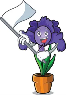 Supporter Prints: With flag iris flower mascot cartoon