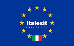 Regulations Prints: Flag of Italy on European Union. Italexit - Italy Exit EU Europe