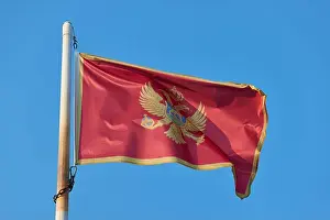Flagpole Prints: Flag of Montenegro on a pole