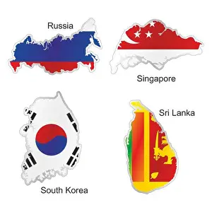 Korea Prints: flag south singapore shape korea russia design shaping formation model figure