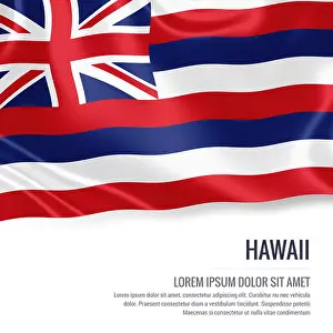 Glory Prints: Flag of U.S. state Hawaii waving on an isolated white background