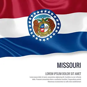 Glory Prints: Flag of U.S. state Missouri waving on an isolated white background