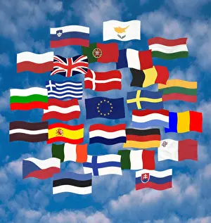 Lithuania Prints: The flags of the European Economic Community member countries