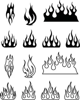 Flames Prints: Flame Silhouettes Vector Set - Classic 90s Style