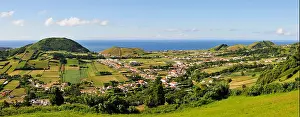 Azores Prints: Flamengos village and craters. Faial, Azores islands, Portugal