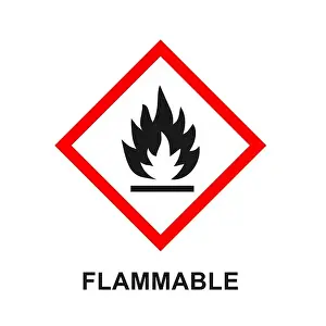 Flames Prints: Flammable packaging icon. Flame fire logo symbol