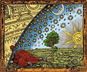 Sun Moon Prints: A Flammarion wood engraving by an unknown artist that first appeared in Camille Flammarion's L'atmosphere
