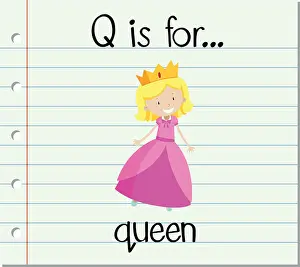 Flashcard Prints: Flashcard letter Q is for queen