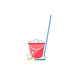 Chemicals Prints: Flat cartoon equipment tools for cleaning