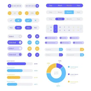 Slide Prints: Flat design ui kit set Vector illustration