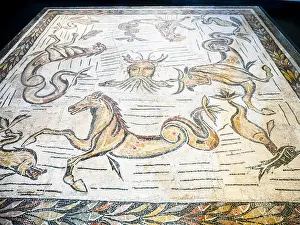 Ancient Art Prints: Floor mosaic with ocean