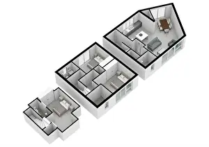 Bird Flight Prints: Floor plan. 3d floor plan for real estate top view