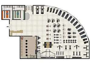 Bodybuilding Prints: Floor plan gym. Fitness center 3d illustration