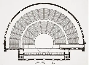 Wilhelm Prints: Floor plan of the Roman theatre at Aspendos or Aspendus