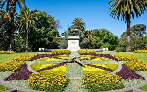 Domain Prints: Floral clock and statue of Edward VII at the Queen Victoria Gardens in Melbourne Victoria Australia