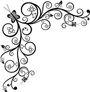 Curls Prints: Floral corner design element