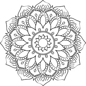 Lineal Prints: floral mandala diwali decoration drawn monochrome icon vector illustration design