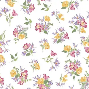 Curl Prints: Floral ornamental white seamless pattern