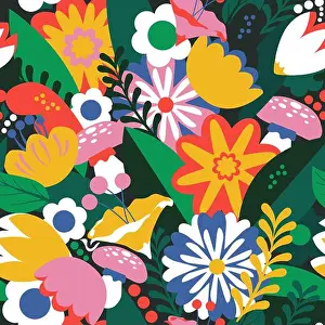 Fabric Pattern Prints: Floral seamless pattern. Spring colors