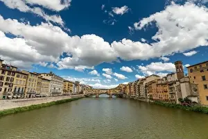 Campanile Prints: Florence, Italy - May 31, 2024: Ponte Vecchio bridge on Arno river