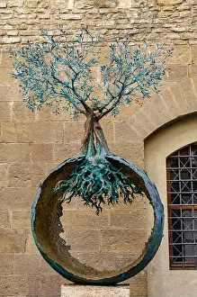Firenze Prints: Florence, Italy; November 16, 2024: Sculpture 'Albero Della Pace' (Tree of Peace)