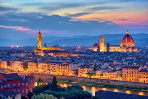 Florence, Tuscany - Night scenery with Duomo Santa Maria del Fiori, Renaissance architecture in Italy