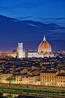 Florence Tuscany - Night scenery with Duomo Santa Maria del Fiori Renaissance architecture in Italy