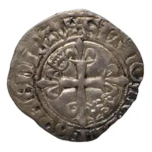 Monarchs Prints: A Florette coin from Rouen, issued by Henri V, a medieval French monarch