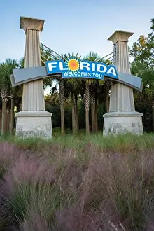 Sunshine State Prints: Florida welcome sign along I-75 at the Florida/Georgia state line. (USA)