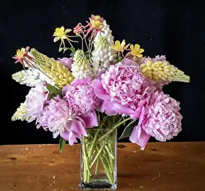Stockimo Prints: Flower bouquet of peonies, lupins and columbine