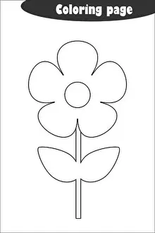 Coloration Prints: Flower in cartoon style, coloring page