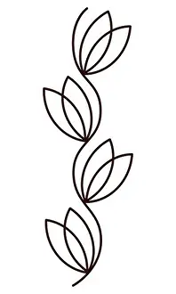Divider Prints: Flower Simple line floral element Outline doodle branch Black contour vector illustration Isolated on white background