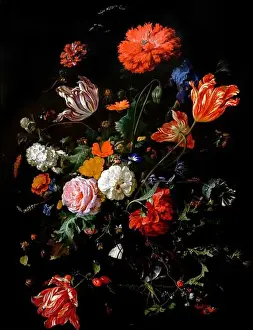 Flower Arrangement Prints: Flowers in a Glass Vase by Jan Davidsz