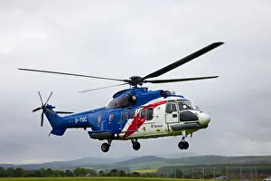 Major Prints: Flying Bristow Helicopter Eurocopter EC225 Aircraft, Aberdeenshire, Scotland, UK