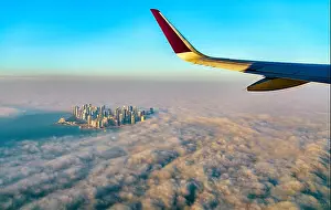 Qatar Prints: Flying above Doha - Qatar, the Persian Gulf
