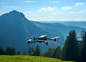 Quadcopter Prints: flying drone in the Allgaeu mountains taking pictures and movies
