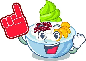 Ice Cream Prints: Foam finger anmitsu cartoon shape on a plate