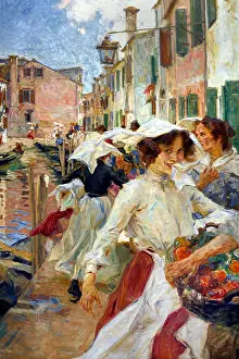 Late Prints: Fondamenta a Burano 1904 Trieste by Umberto Veruda 1868-1904 19th, century, Italy, Italian